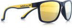 sluneční brýle Sun glasses, TWIST-005, matt dark blue-matt yellow temple-brown with golden REVO, 56-17-140