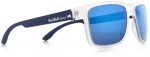 sluneční brýle Sun glasses, WING1-002, matt transparent white/smoke with blue mirror, 56-17-145