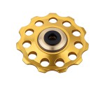 kladka dural s průmyslovým ložiskem děrovaná, 11 zubů, zlatá, 16886