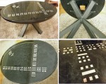 designový epoxid stůl ELIPSA, černá - metalická s dřevěným vzorem, 110 x 75 cm