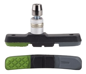 PRO-T brzdové špalíky V-brake třísměsová Color, zeleno-černo-šedá, 10 párů, 14311