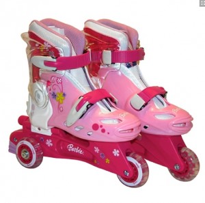  dětská Barbie nastavitelné brusle se třemi kolečky