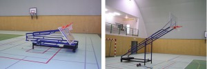 Sport Club basketbalová KONSTRUKCE POJÍZDNÁ, interiér, sklopná - skládací, vysazení 2 m