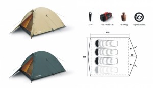 Trimm turistický stan HUDSON, 3-4 osoby, durawrap