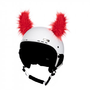 CrazyEars na ski i cyklo helmu Rohy chlupaté, červené, č. 28