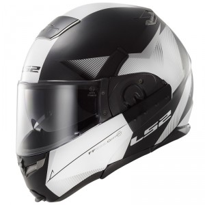 LS2 výklopná moto přilba Convert Hawk, matně černá-bílá,  503932054