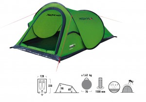 High Peak samostavitelný stan Campo, pro 2 osoby, doprodej