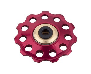 PRO-T kladka dural s průmyslovým ložiskem děrovaná,  11 zubů, červená, 16886