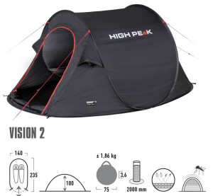 High Peak samostavitelný stan Vision 2, pro 2 osoby