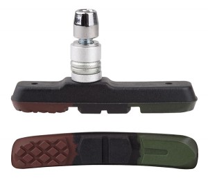 PRO-T brzdové špalíky V-brake třísměsová Color, hnědo-černo-zelená, 10 párů, 14311