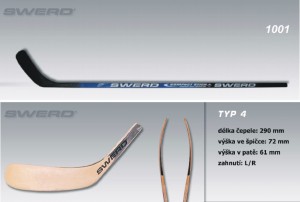 Swerd hokejka na hokejbal HOCKEYBALL 1001, zahnutí typ 4